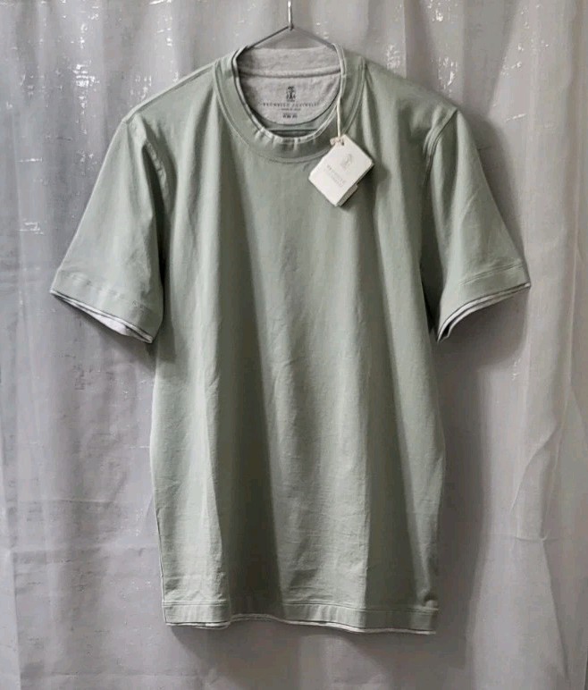 595$ BRUNELLO CUCINELLI MENS Layered Cotton Jersey T-Shirt Sz:US S/48EU gallery
