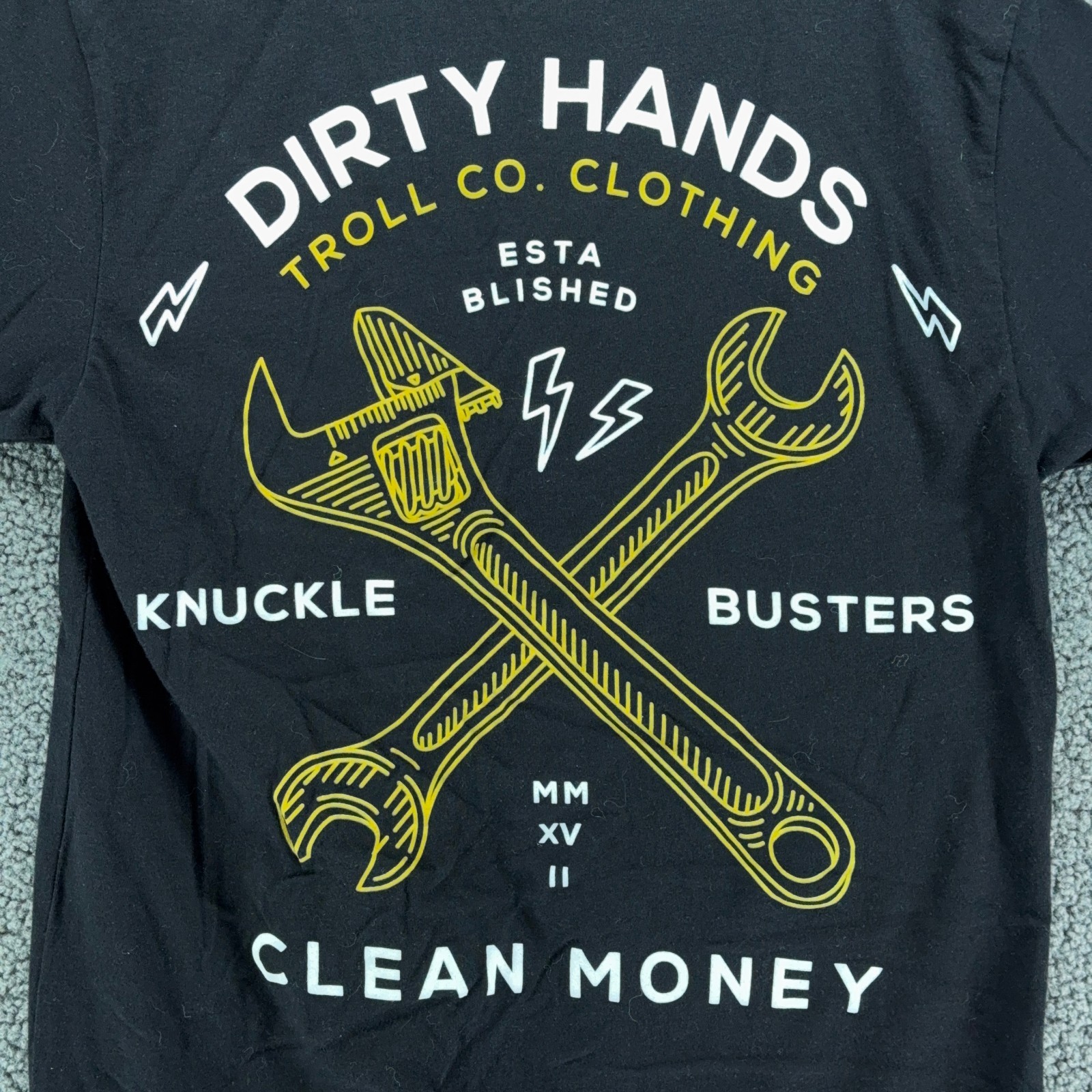 Troll Co T Shirt Mens Small Black Dirty Hands Clean Money Graphic Back Workwear gallery