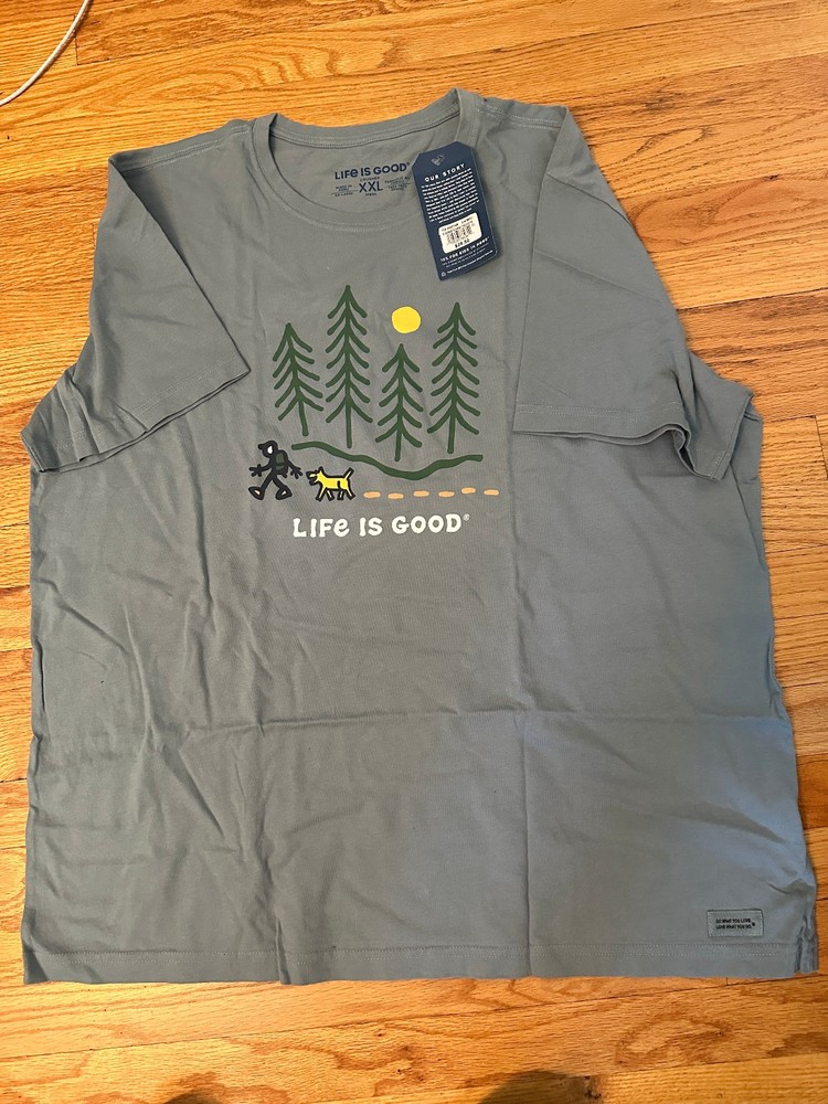 Life is Good Crusher Jake and Rocket Hiking Through the Woods NWT XXL