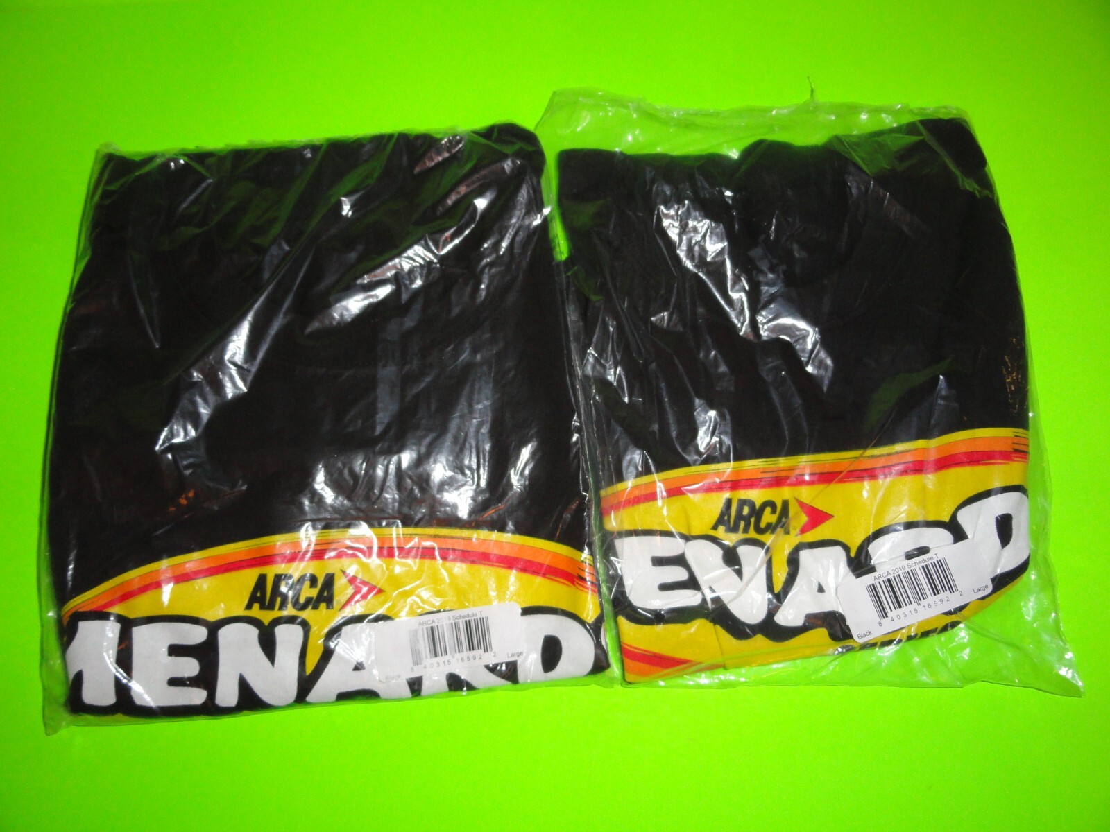 (Lot of 2) Sz. L / Large BLACK Menards ARCA Racing Series 2019 Schedule T-Shirt gallery