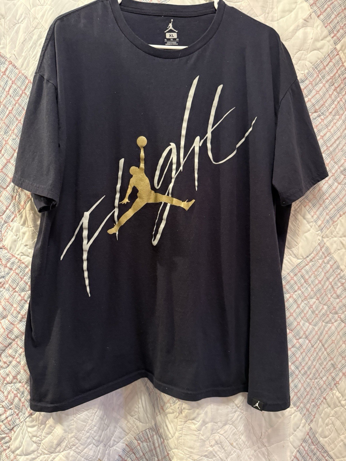 Nike Air Jordan Mens T-Shirt XL Black Gold Jumpman Gold Logo Short Sleeve Tee gallery