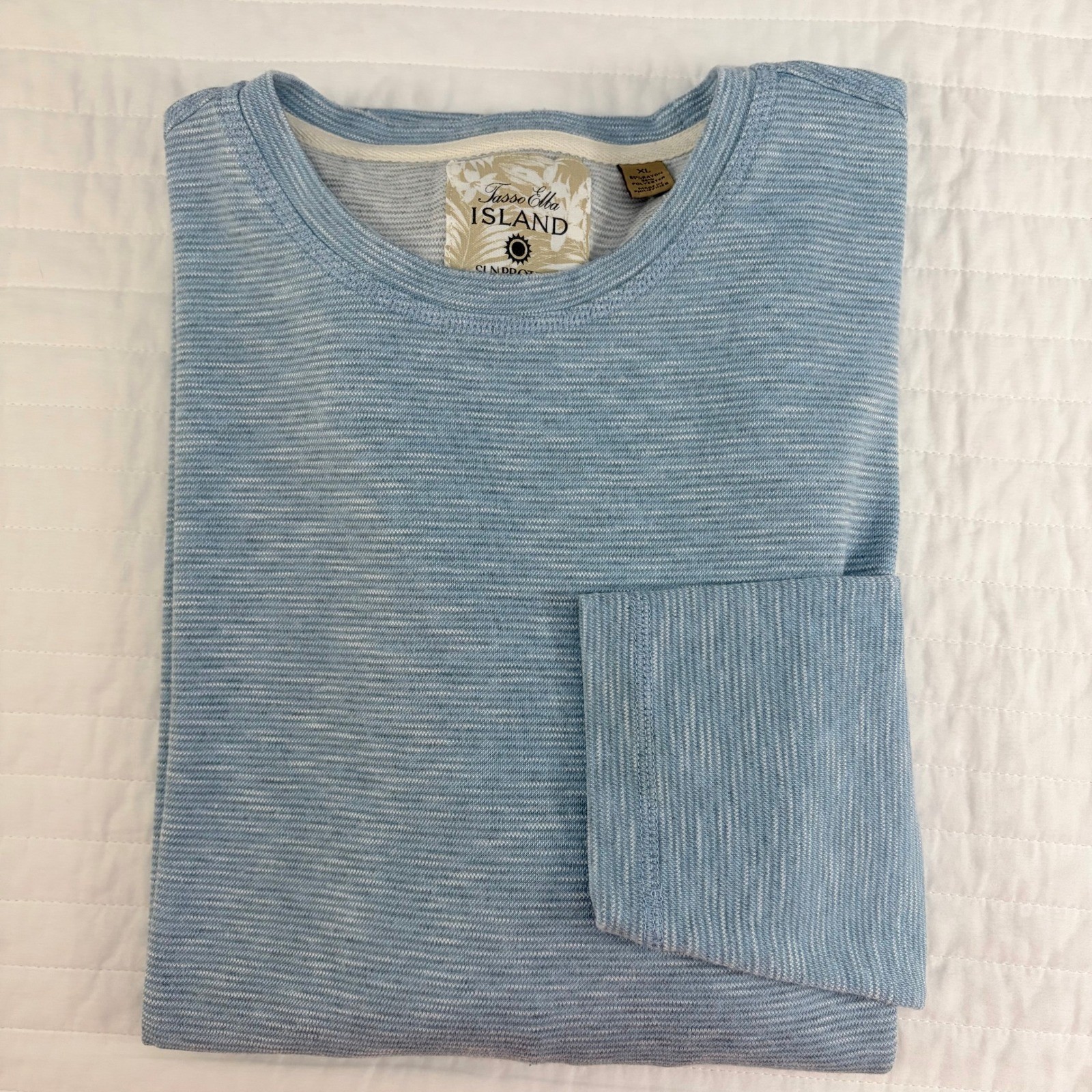 Tasso Elba Island Blue Striped Long Sleeve Sun Protection UPF Shirt Mens XL gallery