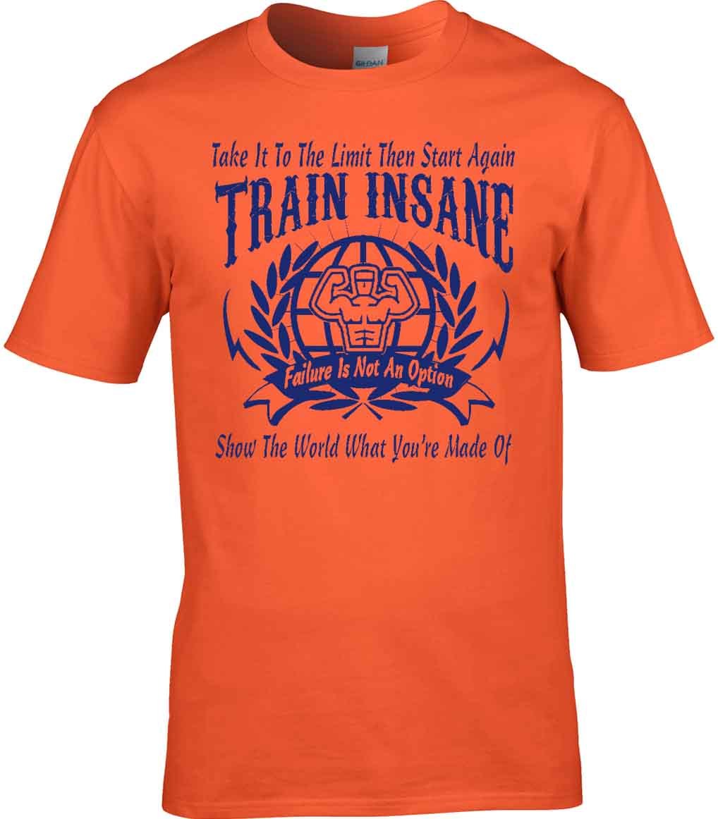Motivational T-Shirt Gym Exercise Train Insane Keep Fit Work Out Muscle Man gallery