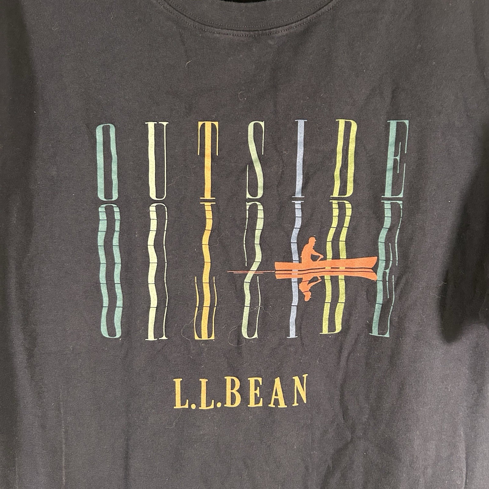 LL Bean Shirt Mens Medium Tall Black Short Sleeve Crew Neck Outdoor Print Cotton gallery