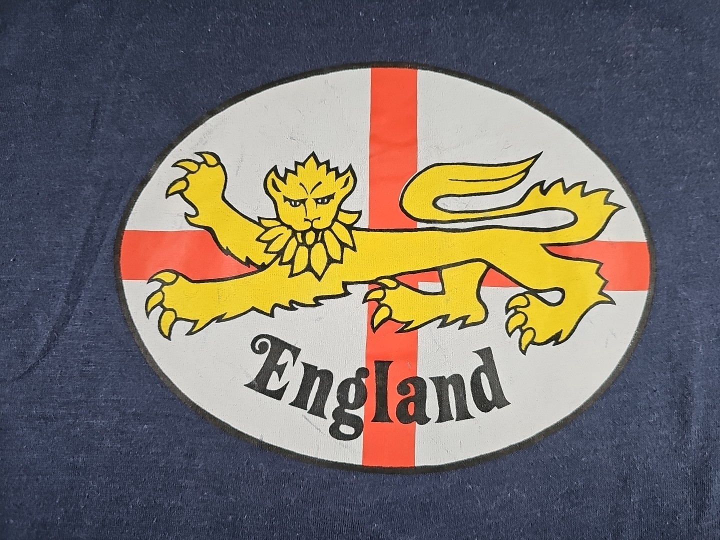 VTG ENGLAND LION BANNER CREST T Shirt Coat Of Arms 1980s 50-50 Poly-Cotton LARGE gallery