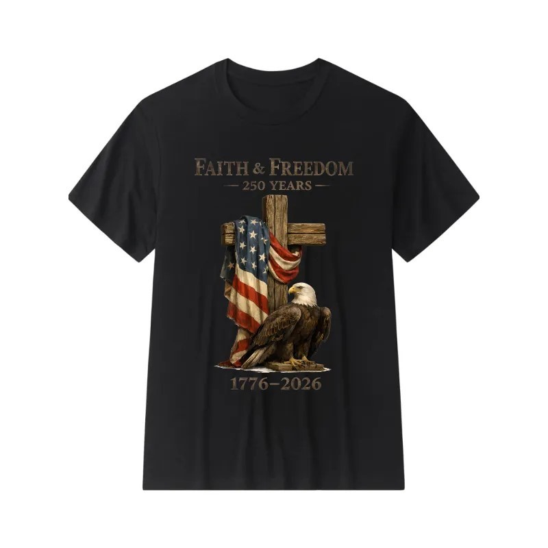250 Years Anniversary USA T-Shirt America Eagle Faith & Freedom Unisex Cotton gallery