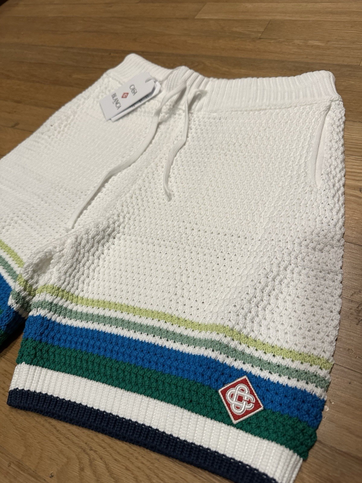Casablanca Men's Cotton Crochet Shirt/Short Set - Size Medium gallery