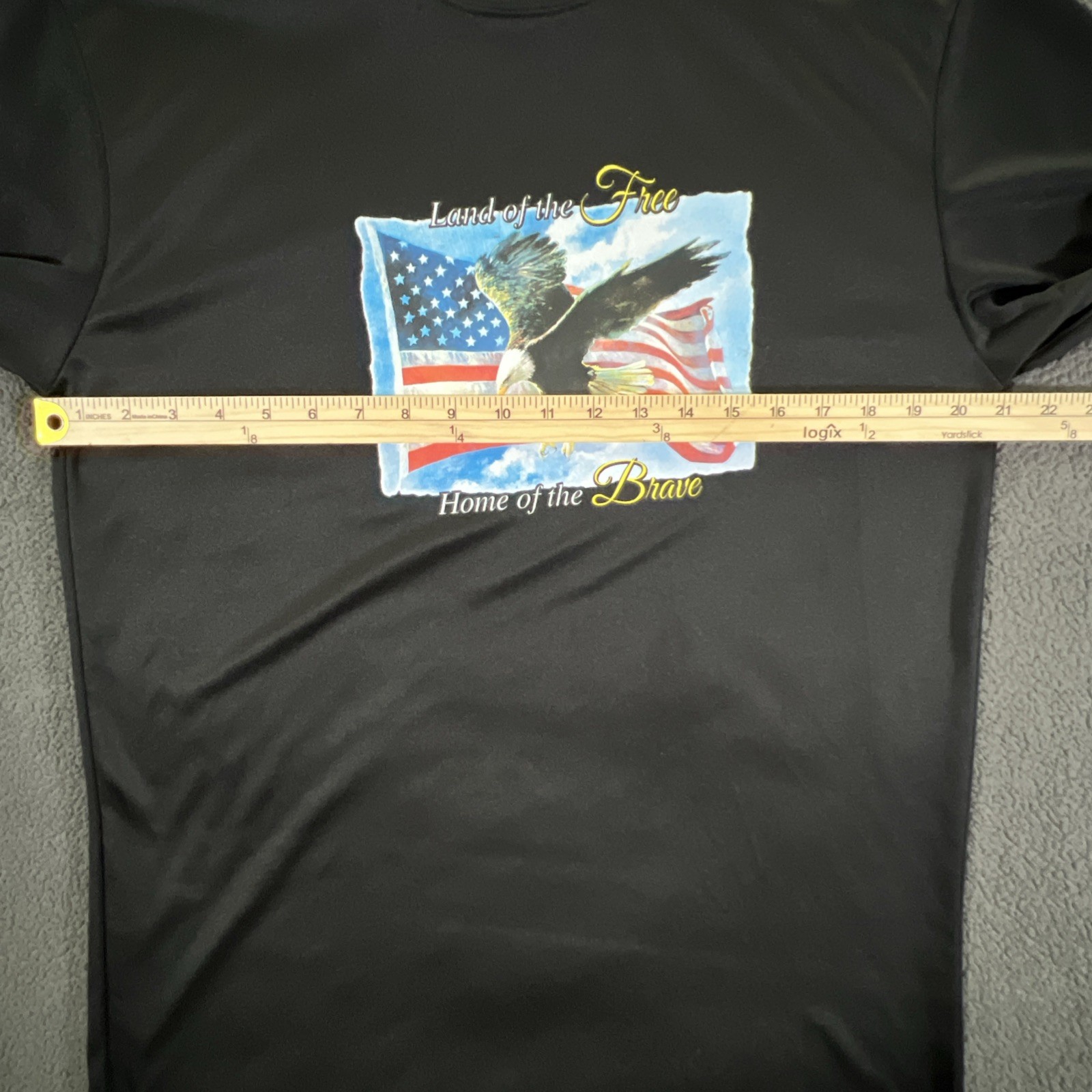Land of the Free Home Brave Men's Size Large Black Long Sleeve Performance Shirt gallery