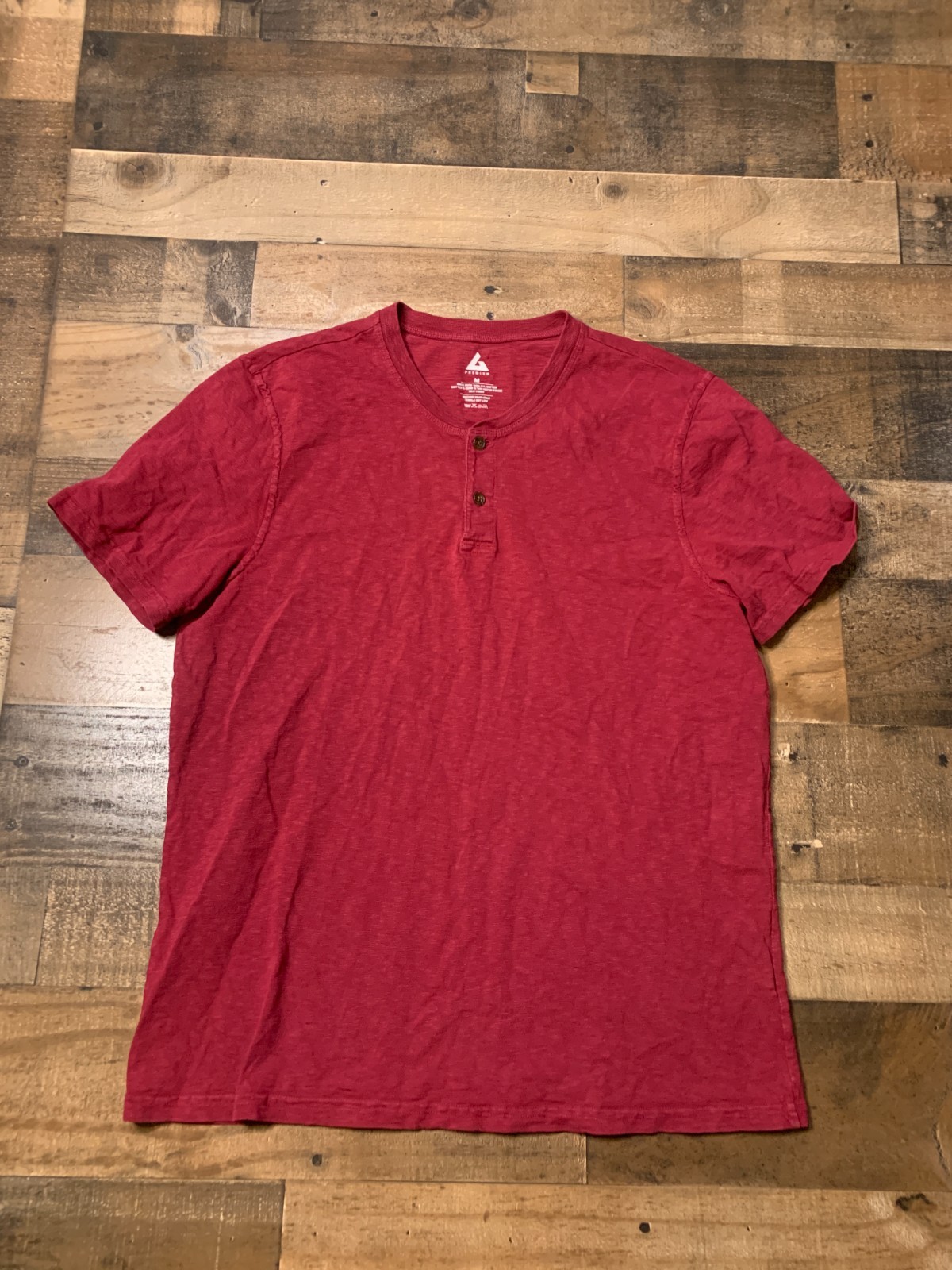 American Giant Shirt Mens Medium Burgundy Red Henley Preppy Pullover Made USA gallery