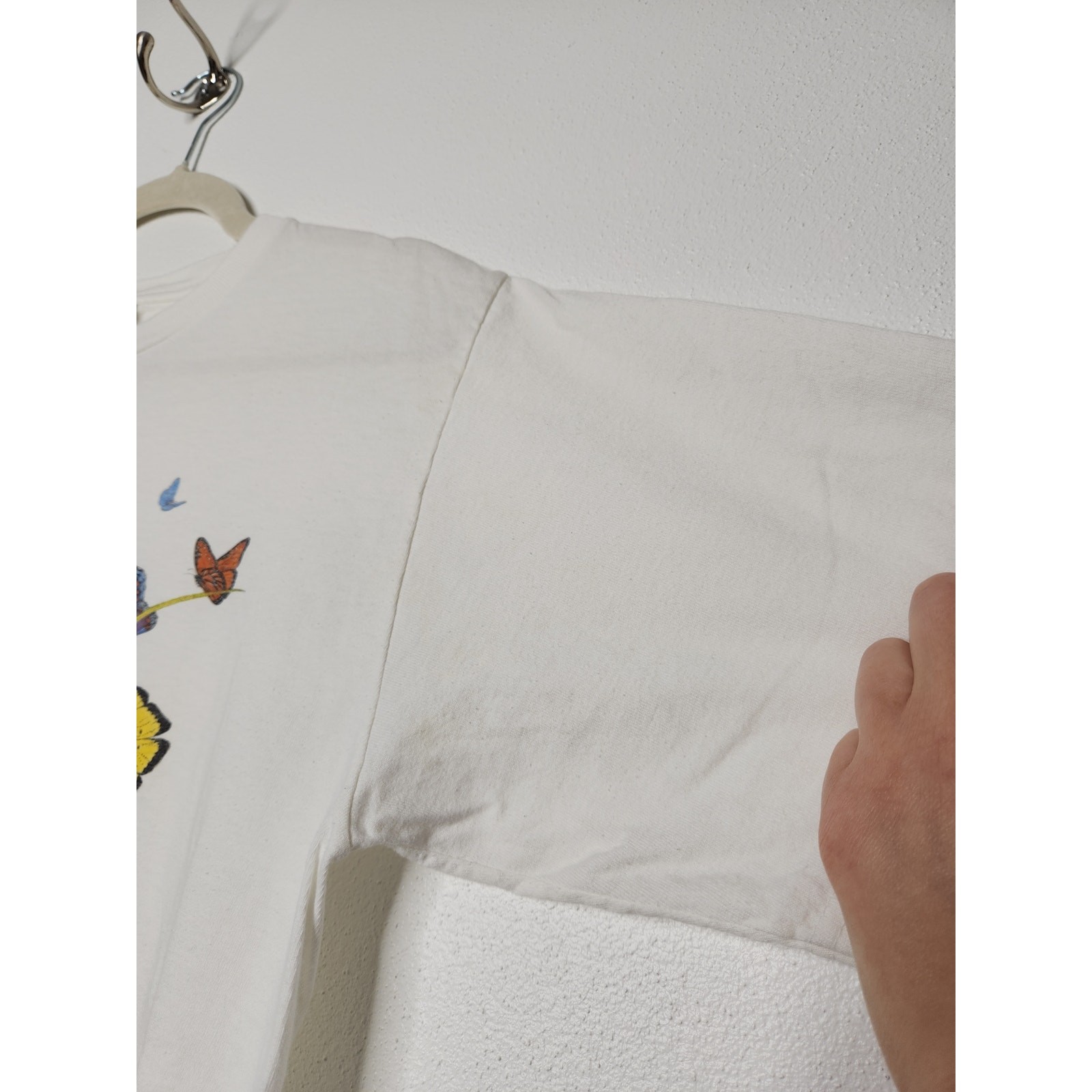 Vintage Butterfly Nature Art Flowers Garden 90s Organic Cotton Medium gallery