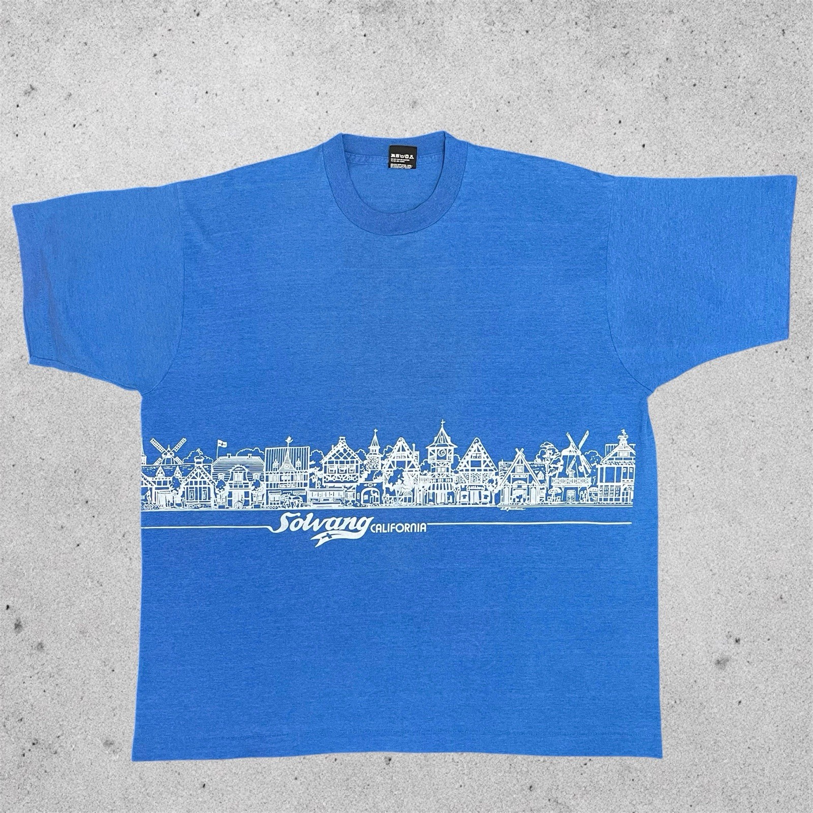 Vintage 1991 Solvang California T-Shirt XXL Blue Single Stitch Screen Stars USA