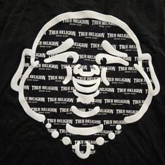 2 TRUE RELIGION ORIGINAL BUDDHA FACE Short Sleeve Graphic T-shirt 2XL Black
