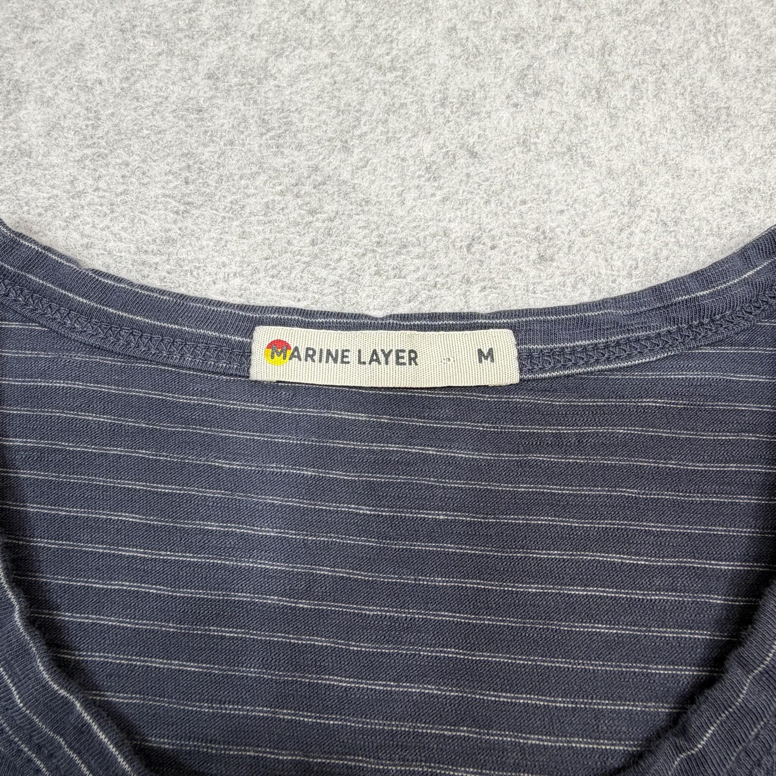 Marine Layer Signature Crew Tee Shirt Mens Medium Blue Striped Made USA Casual gallery