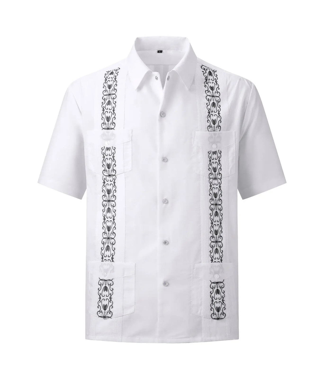 2026 Men's Guayabera Shirts Zipper Lapel Traditional Casual Short Sleeve Shirt F gallery