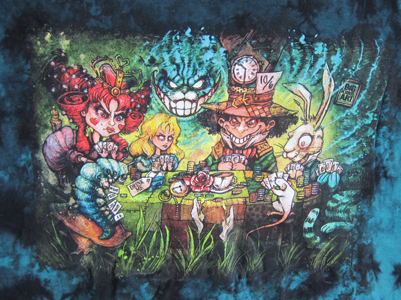 Alice in Wonderland Shirt Mens XL Green Black Tie Dye Big Chris Get Down Art gallery