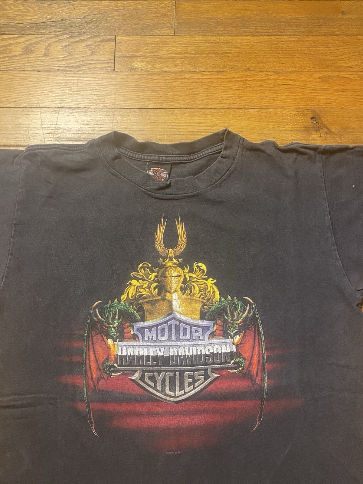 Vintage Harley Davidson Dragon Faded Black T Shirt Size M gallery