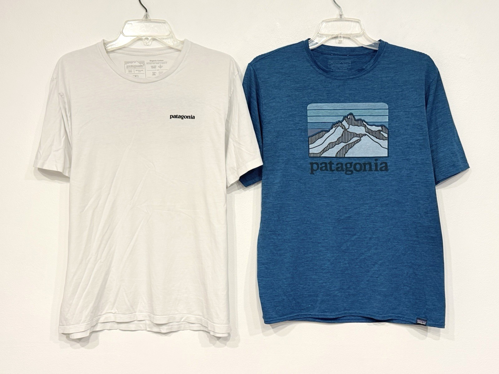 Lot 2 Patagonia Men’s Shirt Size Medium Capilene Cool P-6 Logo Organic T-Shirt