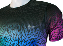 FLY GREEN PERFORMANCE WEAR MENS CREW “BUTTERFLY CELL” DRI-FIT DISC GOLF SHIRT