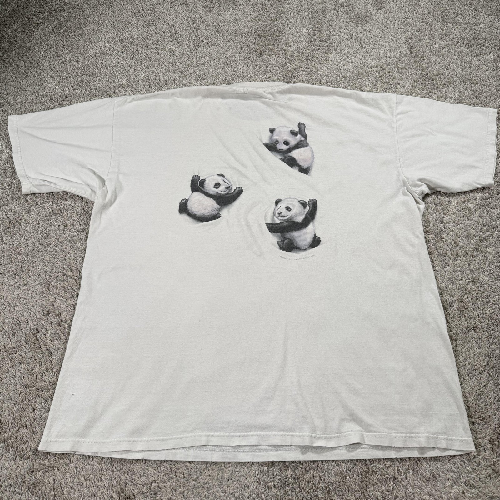 Anvil Shirt Mens 2XL White Panda Bamboo Pocket Graphic Back Print Tee Cute gallery