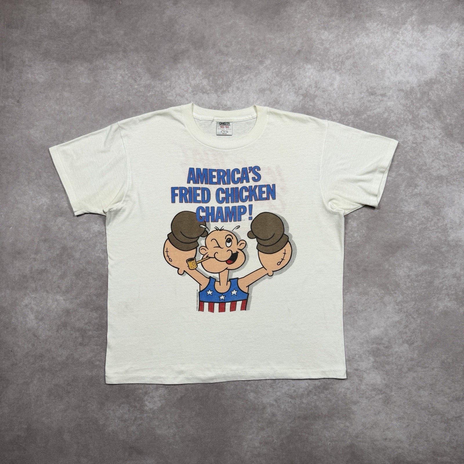 Vintage 90s Popeye x Popeyes Chicken T Shirt Men's XL Single Stitch USA gallery