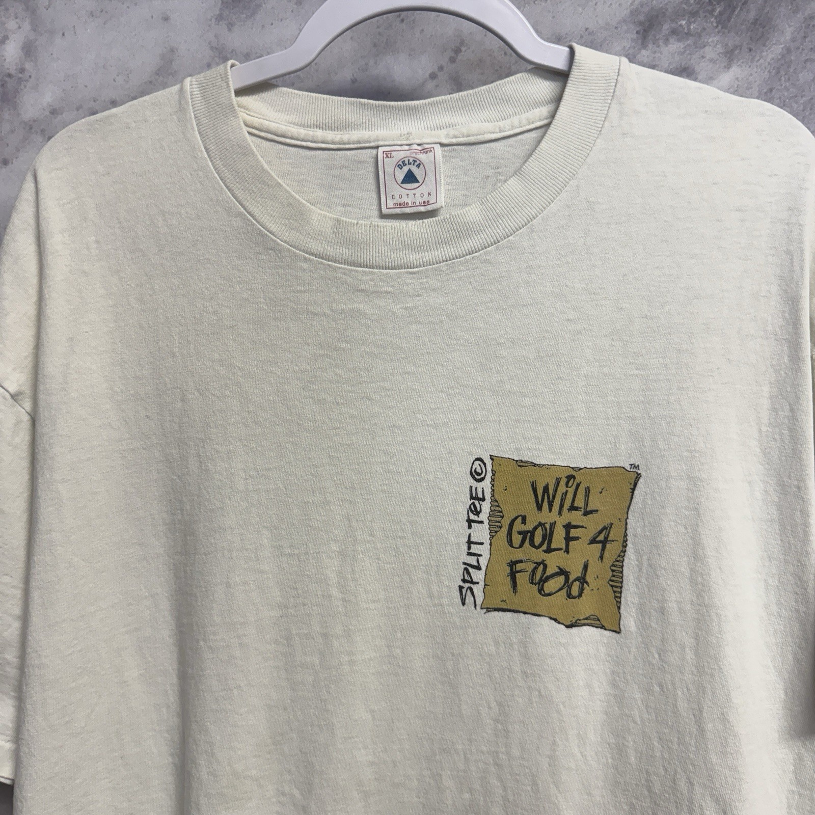 Vintage 90s Will Golf 4 Food Split Tee Shirt Delta Tag Made in USA Novelty XL gallery