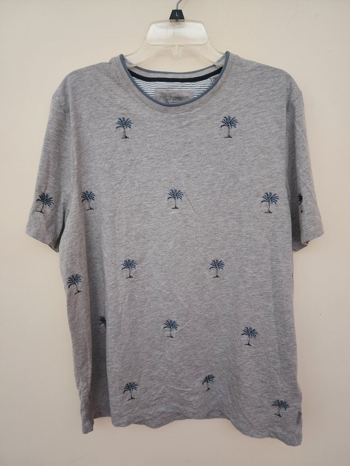 Ted Baker London Embroidered Palm Tree T Shirt 6 NWOT Gray Mens AOP All Over AOP gallery
