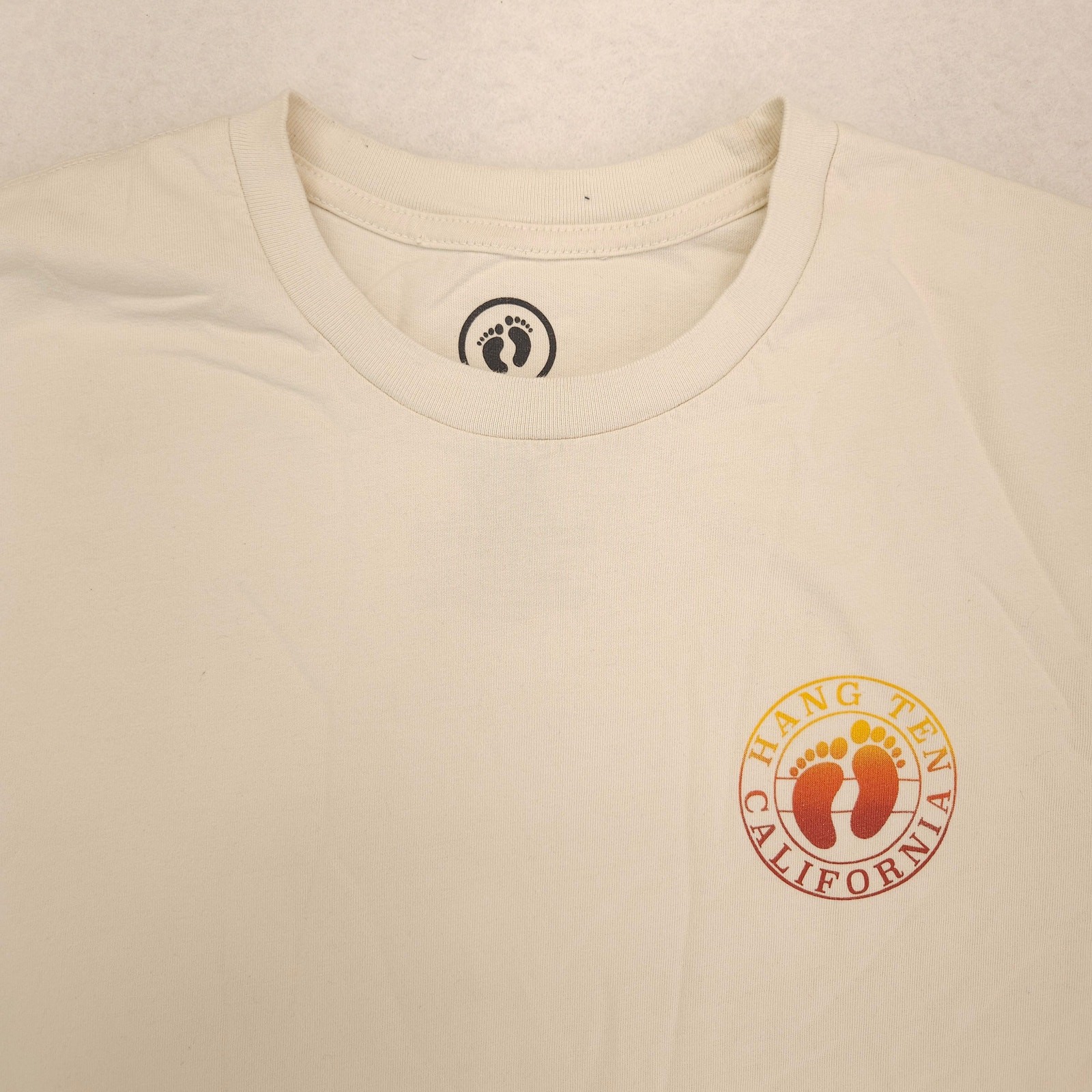 Hang Ten Casual Short Sleeve Crew Neck T-Shirt Mens Size Medium M Off White
