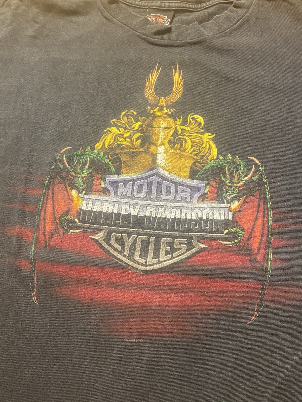 Vintage Harley Davidson Dragon Faded Black T Shirt Size M gallery