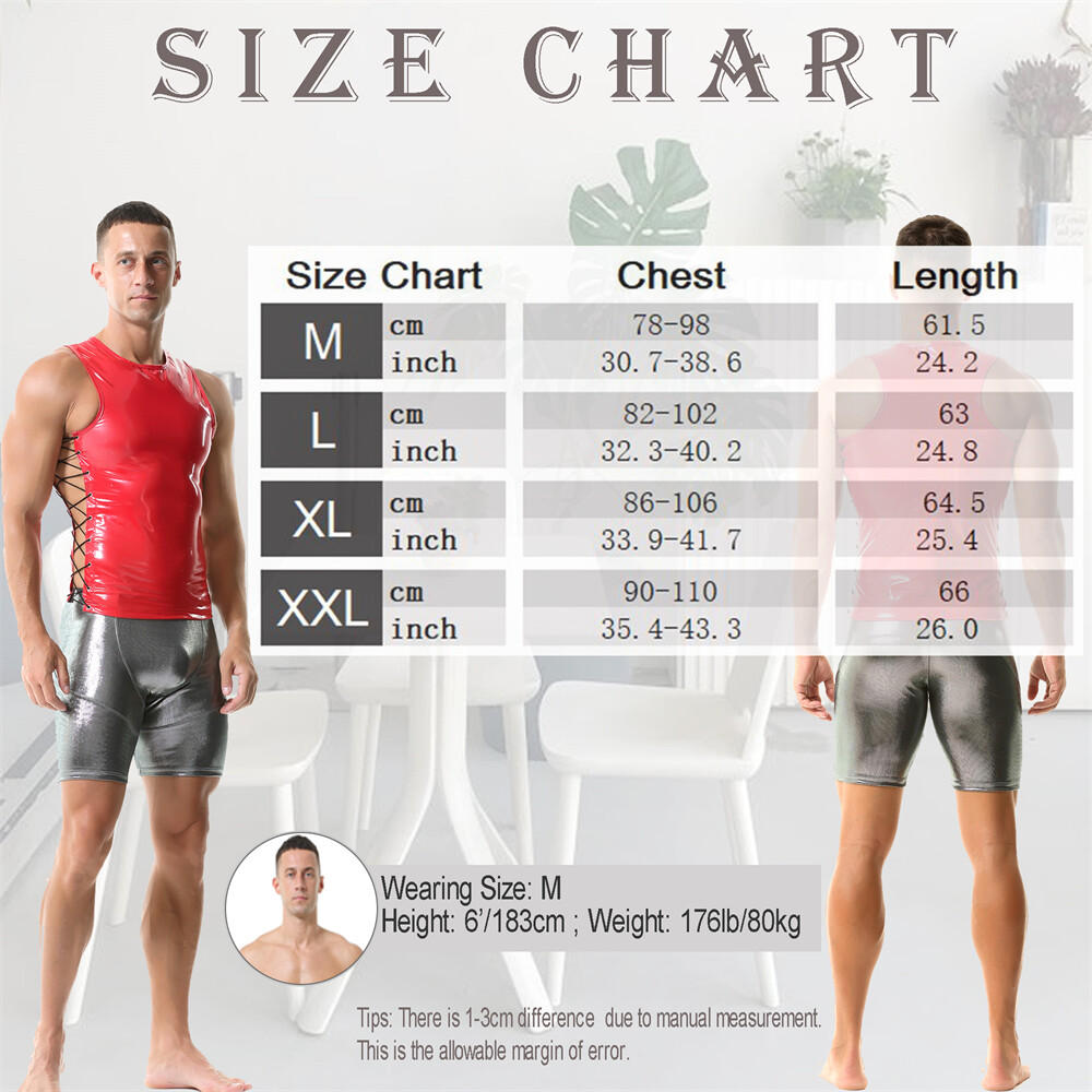 Mens Wet Look Bright PU Leather Vests Tank Tops Nightclub Dance Rave Slim Shirts gallery