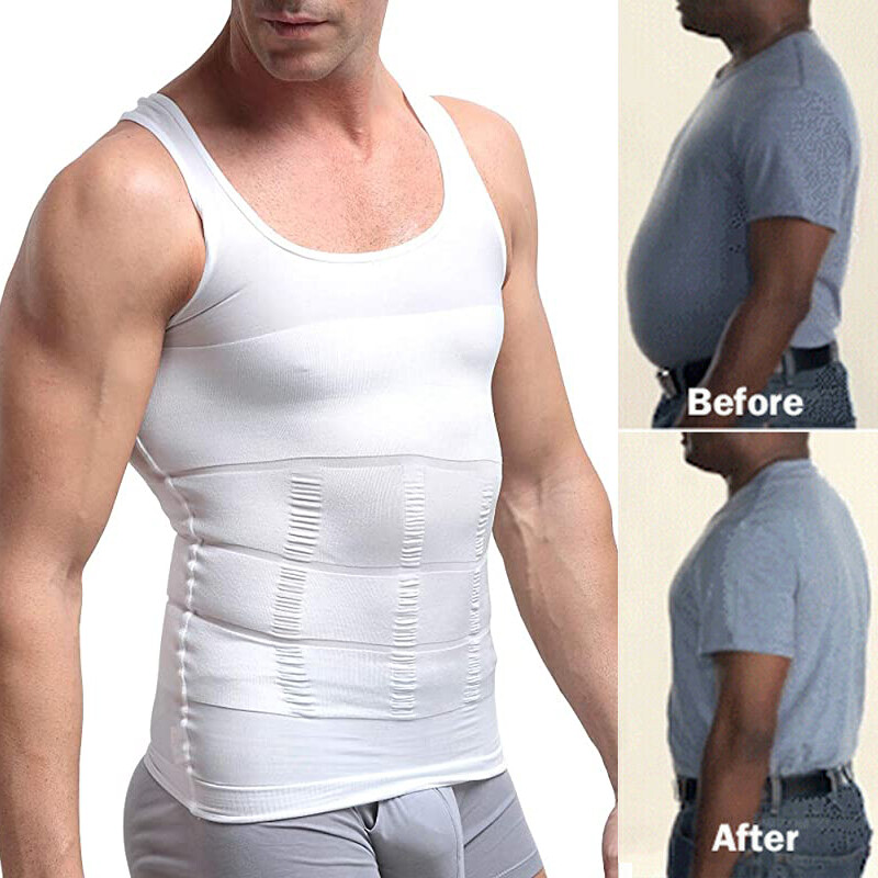 Men's Shaper Cooling T-Shirt Compression Tummy Vest Underwear Slimming Tank Tops gallery