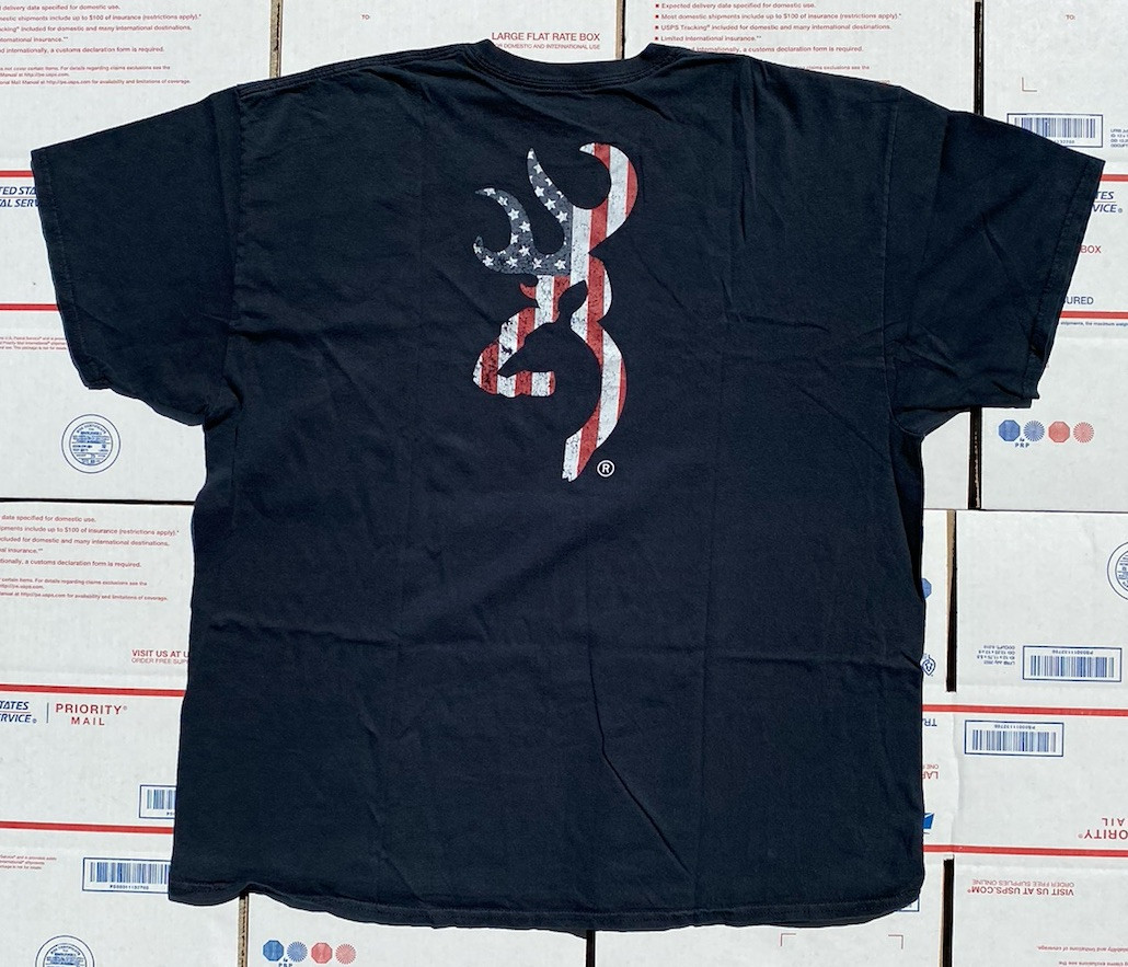 Browning Outdoor USA Flag symbol Buck Deer Head Logo Hunting Black T-shirt 2XL gallery