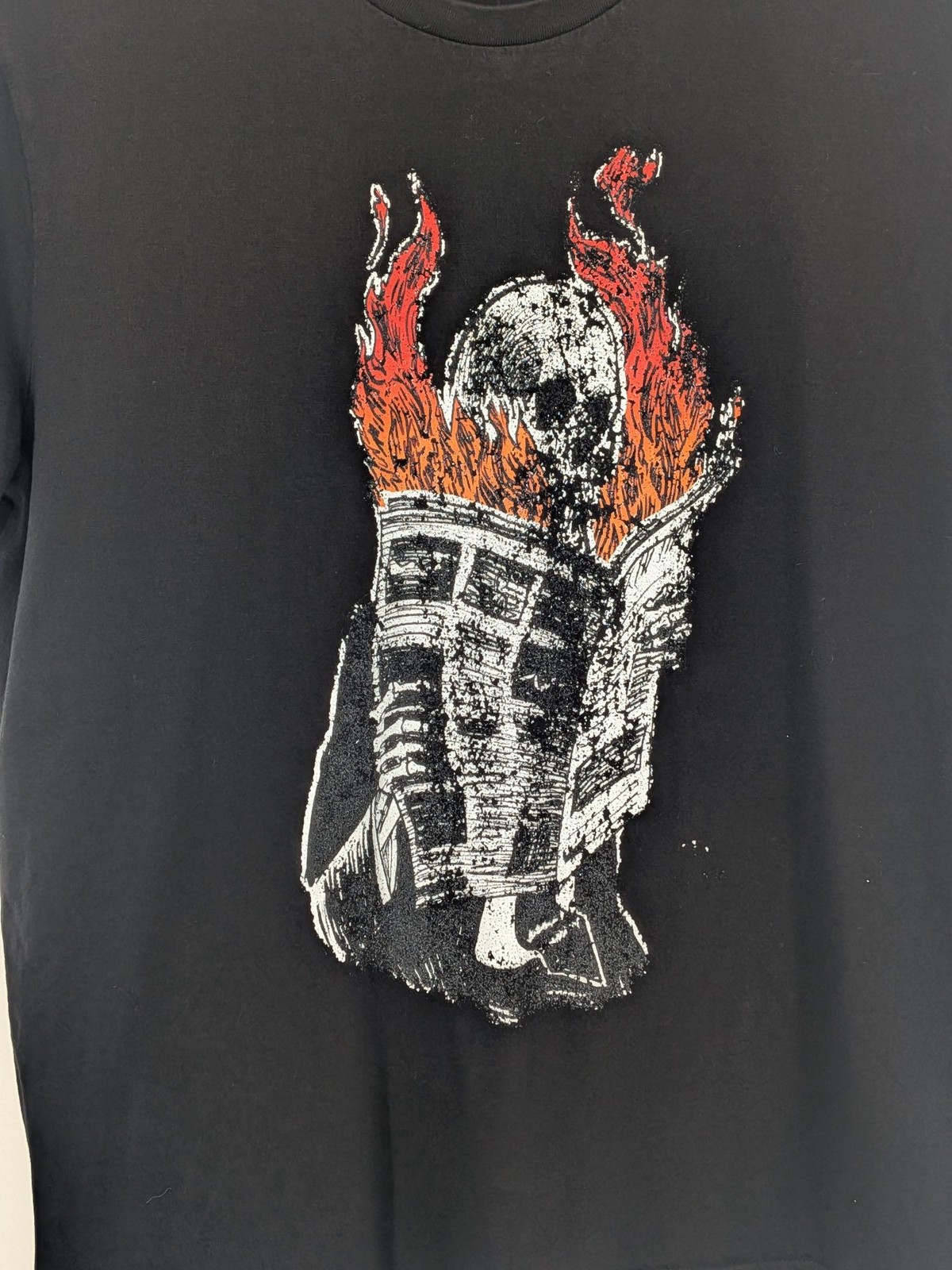 Skull Flame Graphic Print T Shirt Organic Cotton Goth Punk Streetwear Y2K Large gallery