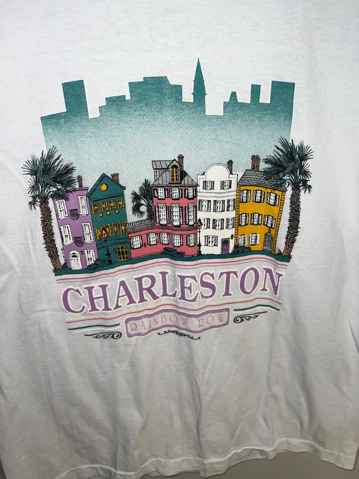 Vintage 90s Charleston Rainbow Row Single Stitch Screen Stars Best Tee Large gallery