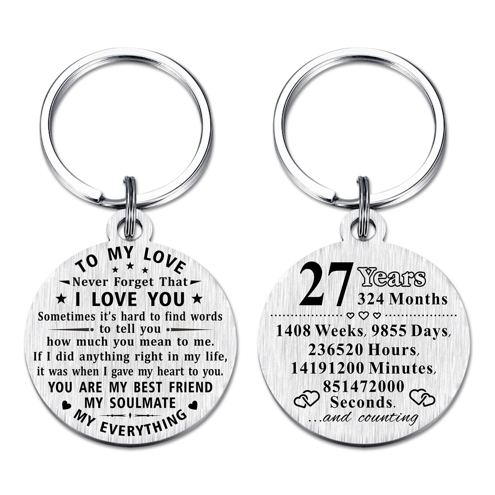 27th Anniversary Keychain Gifts Steel Engraved 27 Year Anniversary Decoration…