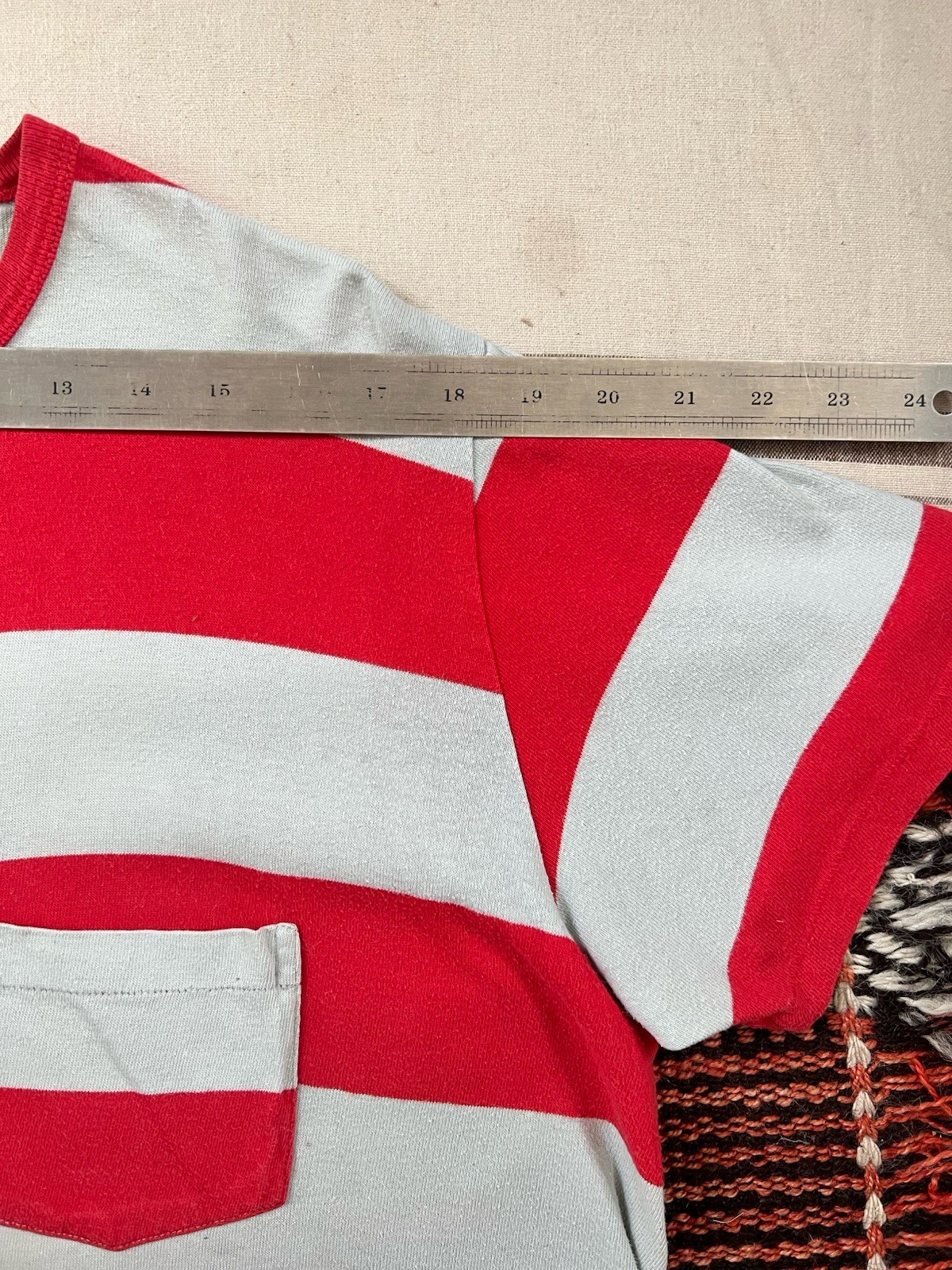 LVC T-Shirt XL 50s Casuals Levi's Vintage Clothing Wide Stripe Red Grey Biker gallery