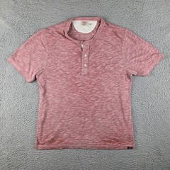 Faherty Henley Tee Shirt Mens Large Red Heather Short Sleeve Cotton Blend