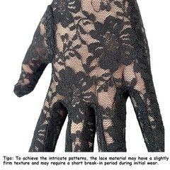 Long Floral Lace Opera Gloves Fingerless Elbow Length Black5 Standard