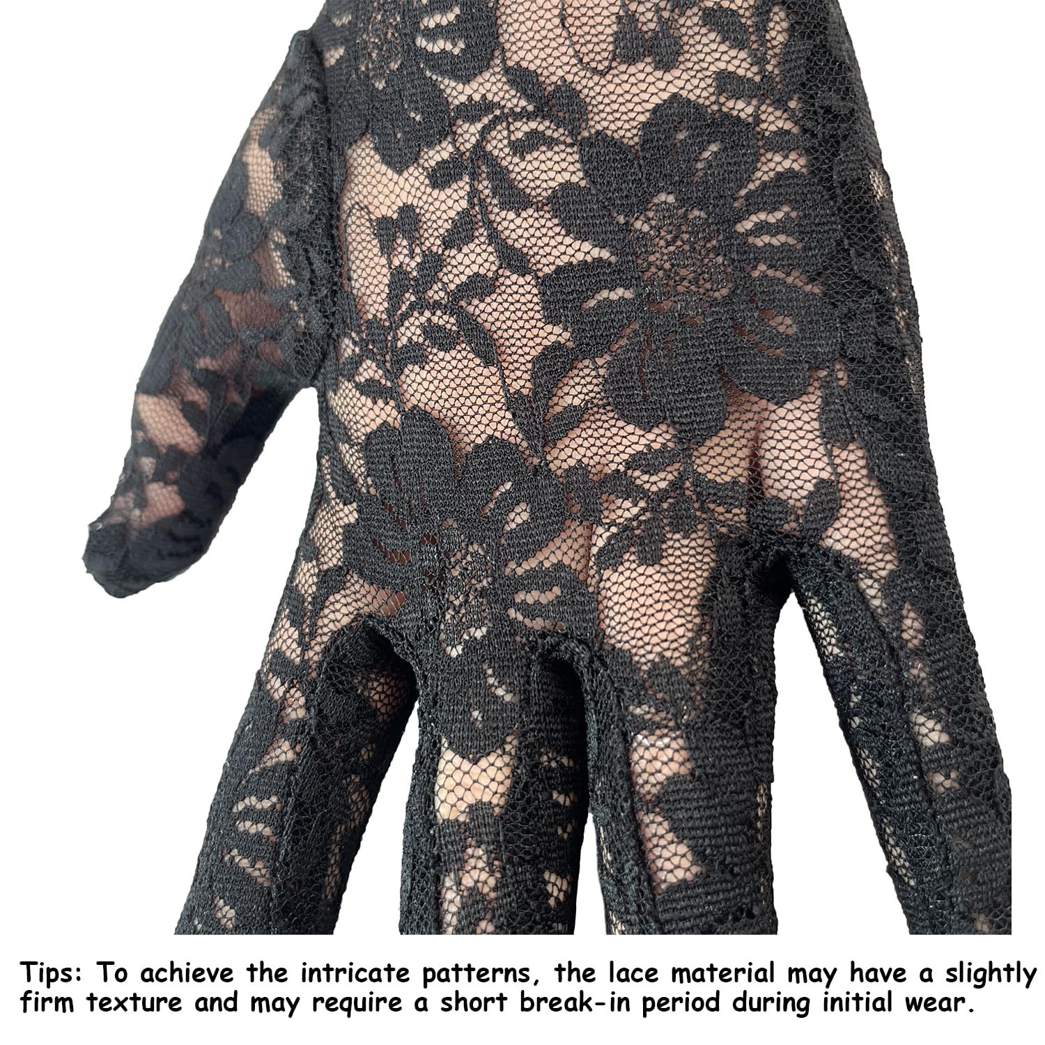 Long Floral Lace Opera Gloves Fingerless Elbow Length Black5 Standard gallery