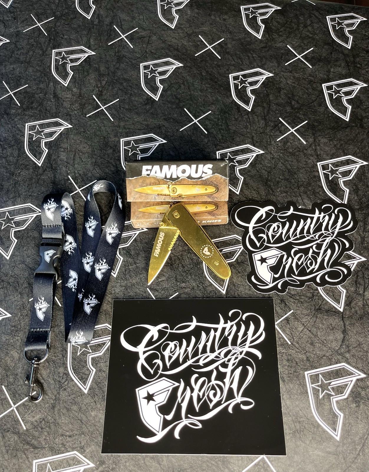 Yelawolf Famous Stars And Straps Knife Sticker Lanyard Blink 182 Slumerican Y2K