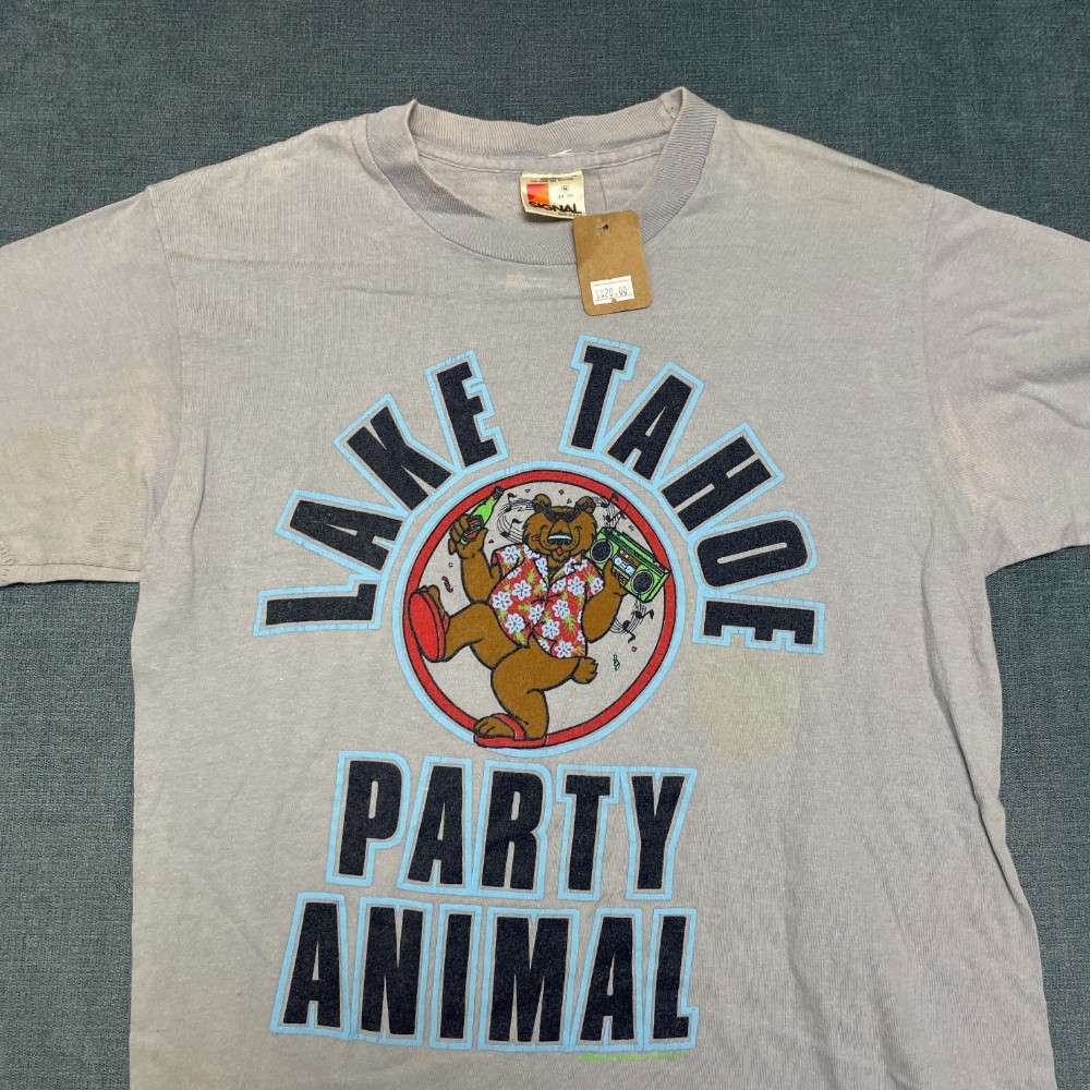 VTG Signal Lake Tahoe Party Animal T Shirt Mens S 34-36 Gray Graphic Made in USA gallery