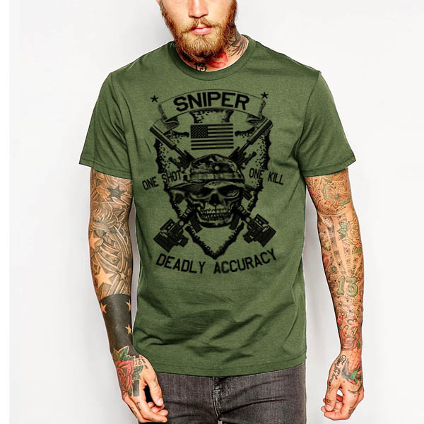 Military T-Shirt Army Navy Machine Gunner Sniper Airborne Ranger Veteran gallery