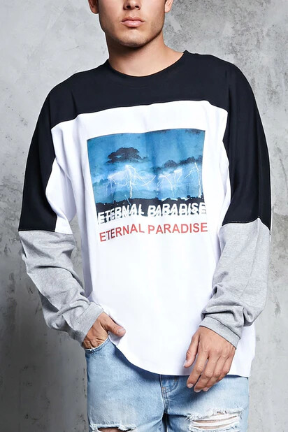 Forever 21 Eternal Paradise Black/White Long Sleeve Shirt! (Size in Description) gallery