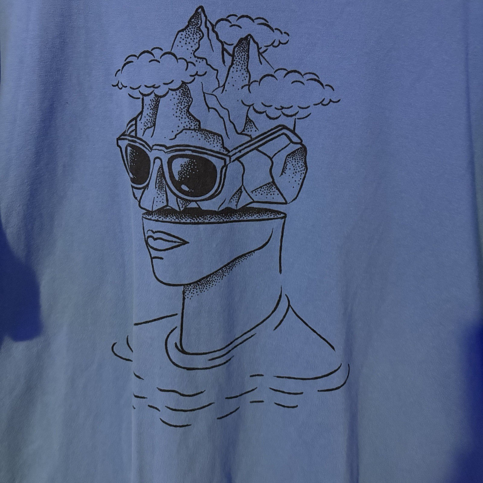 Mountain Hardwear Men's XL Blue Graphic Print Crew Neck Organic Cotton T-Shirt gallery