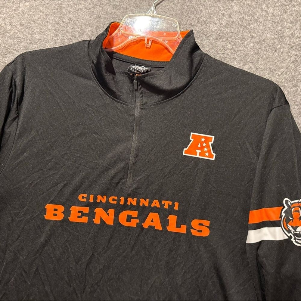 Cincinnati Bengals Pullover 1/4 Zip Tee Shirt Mens XL black NFL Team Lightweight