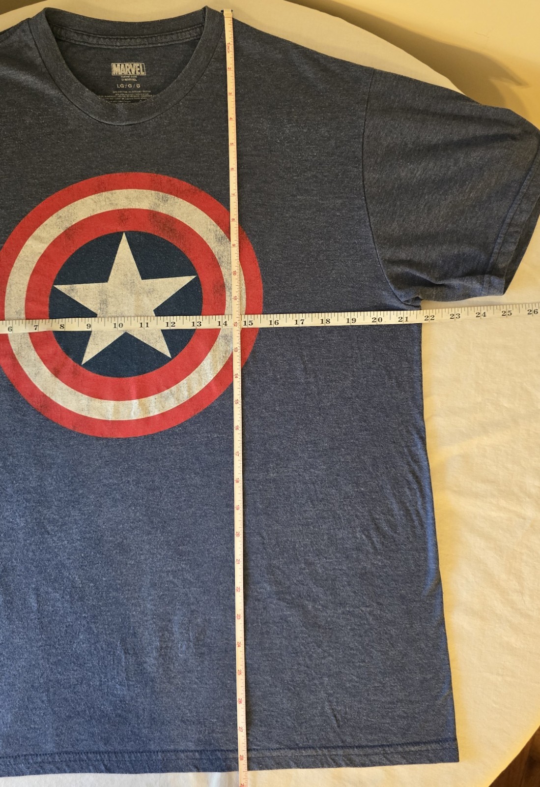 Marvel T-Shirt Captain America Distressed Shield Graphic Logo Blue Size Large gallery