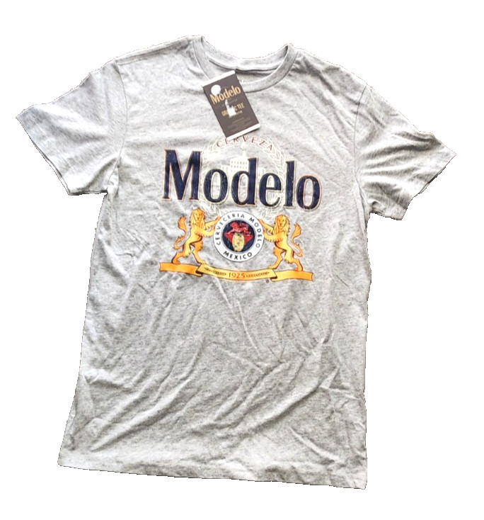Modelo Beer Graphic T Shirt Size S Gray Graphic Tee Cerveza Cotton NWT
