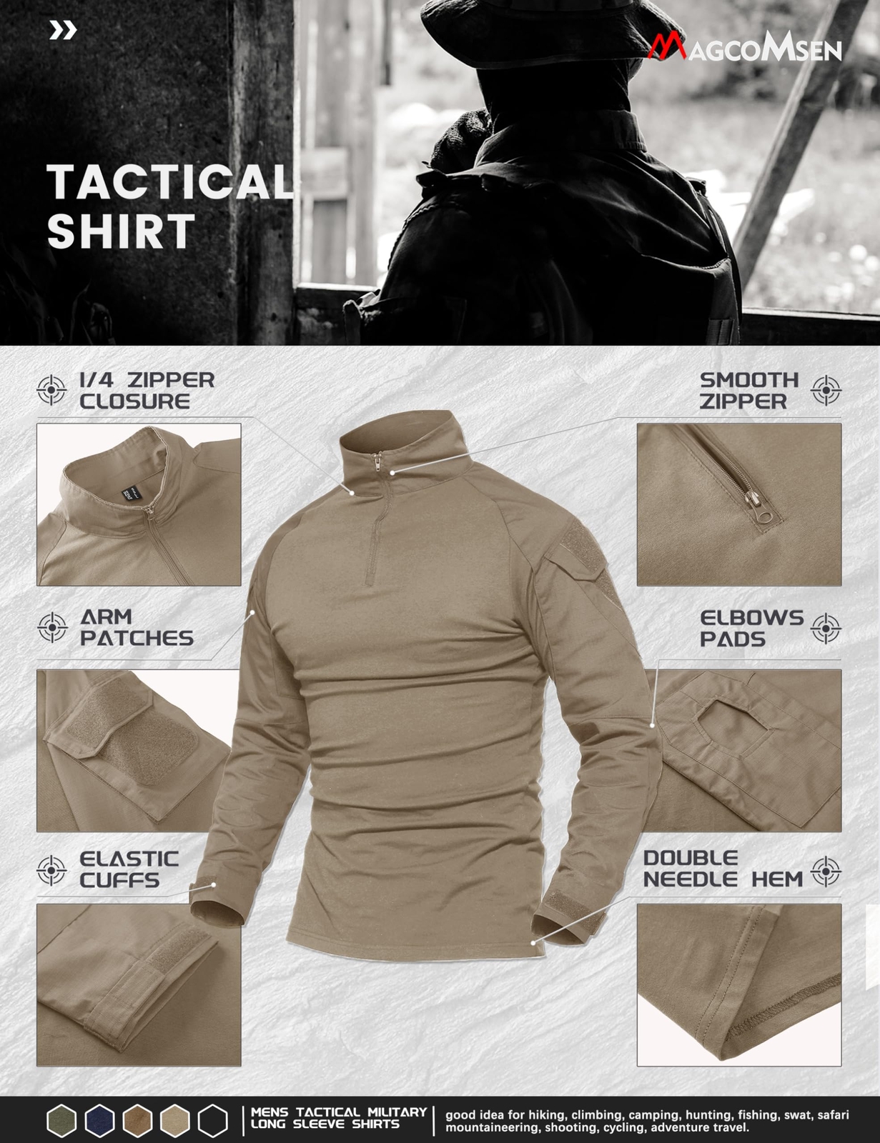 Men's Outdoor Training Shirts Camping Hiking T-Shirt 1/4 Zip Long Sleeve Work US gallery