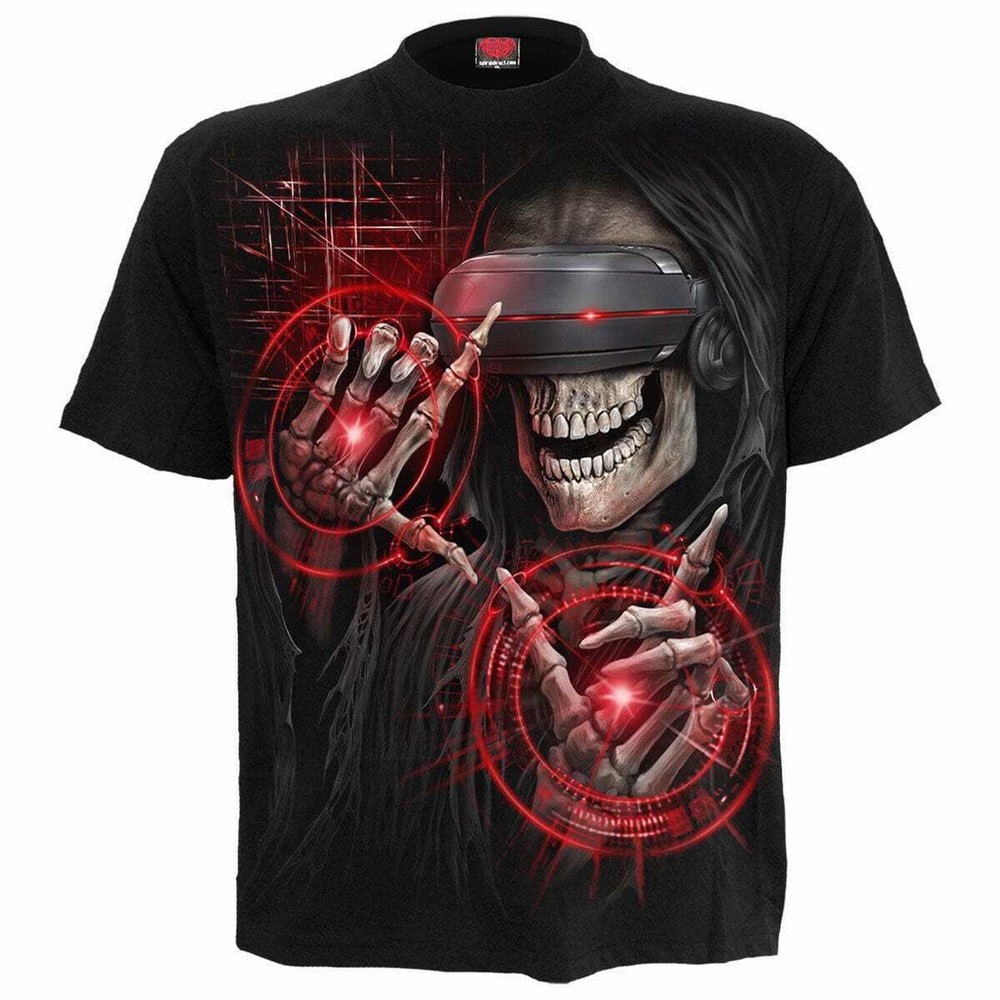 Spiral Direct Cyber Death Grim Reaper Gamer Virtual Reality Goth Shirt