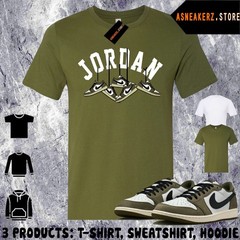 Tee Shirt Matching AJ 1 Low OG Medium Olive 2026 Match Sneaker Shoe Hanging 1s