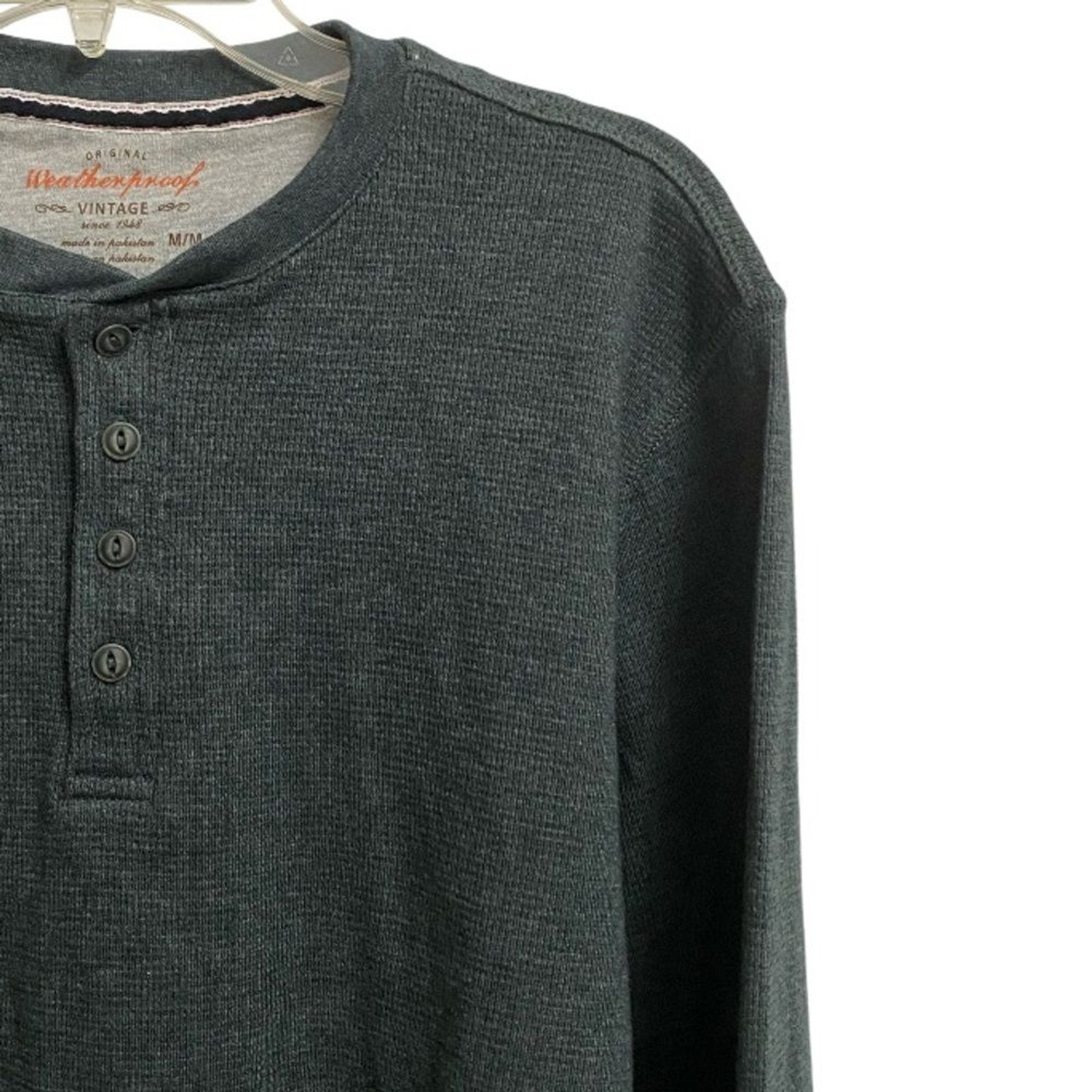 Weatherproof Vintage Men's Long Sleeve Henley Shirt Size M Pullover Green Preppy gallery